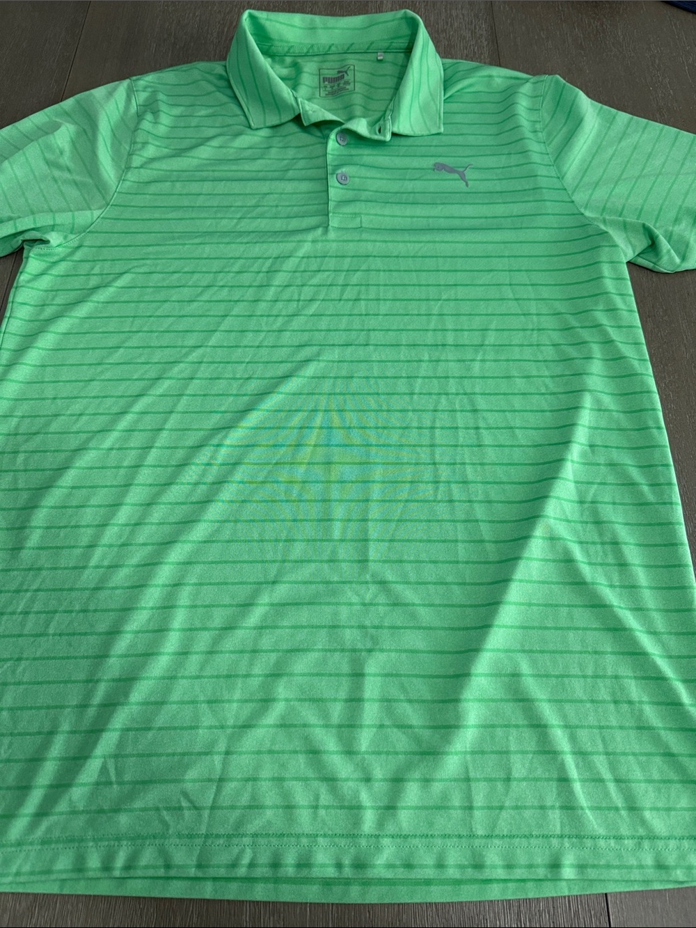 Puma Men’s Mint Green Striped Polo Shirt